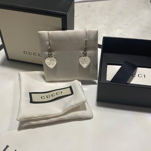 Gucci heart shaped pierced ear dangling earrings